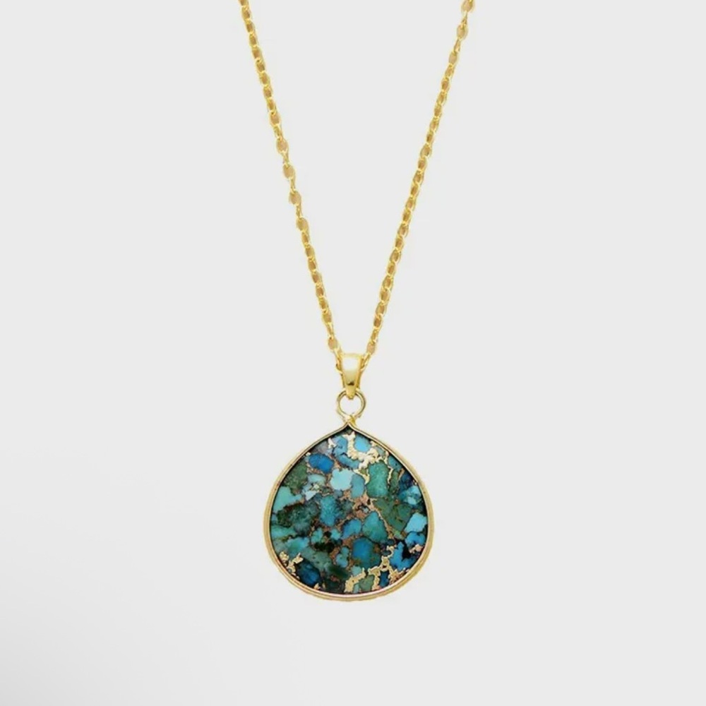 Gold and Turquoise Pendant Necklace